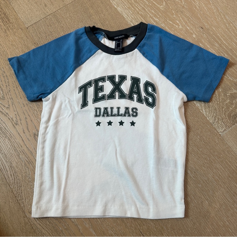 Forever 21 Blue and White Texas Dallas Tee